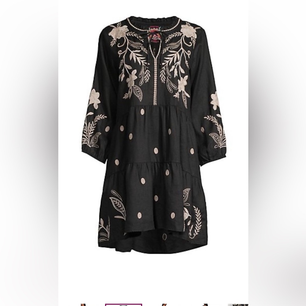 Johnny Was black embrodiered dress